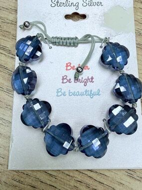 Blue Bead Bracelet Sterling Silver balls- Unbranded